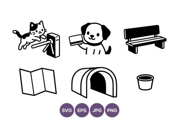 Cat and Dog Park Vector Icons