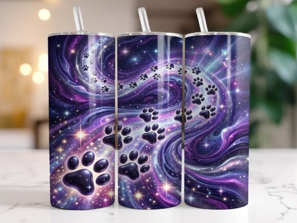 Cosmic Dog Paw Galaxy 20oz Tumbler Wrap
