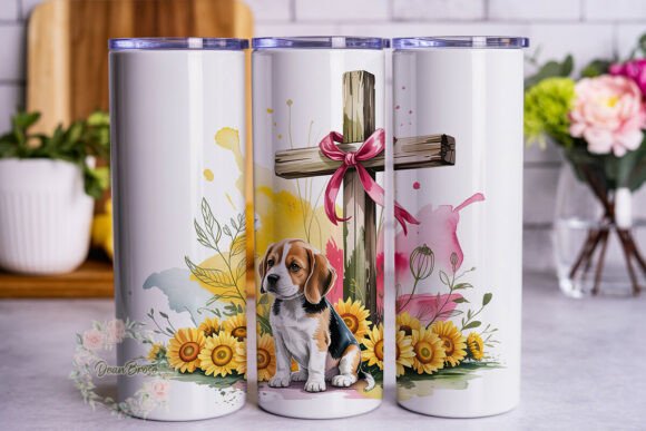 Cross Dog Sunflowers 20oz Tumbler Wrap