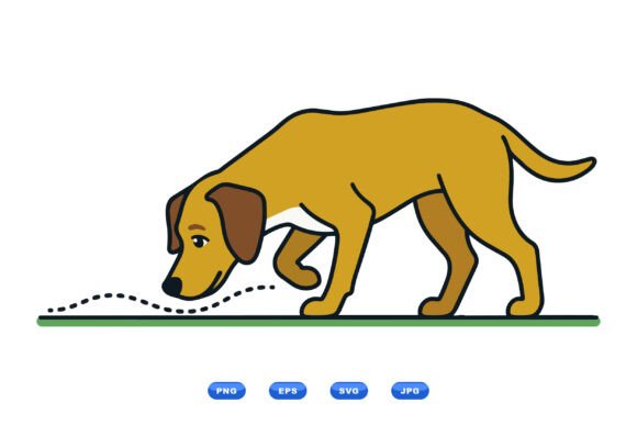 Curious Dog Sniffing Vector Art
