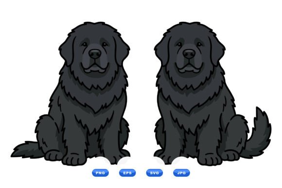 Cute Black Newfoundland Dog Clipart