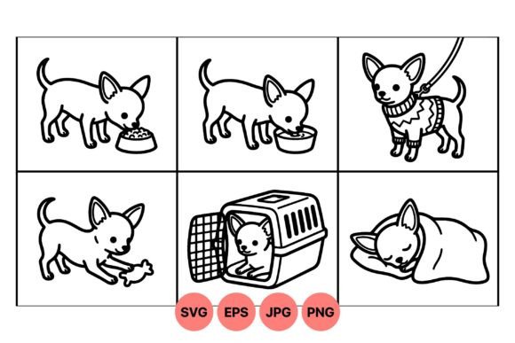Cute Chihuahua Dog Clipart Set