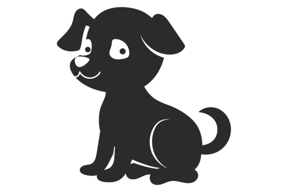 Cute Dog Black Icon. Funny Pet Character