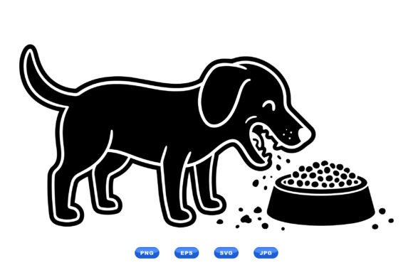 Cute Dog Eating Clipart