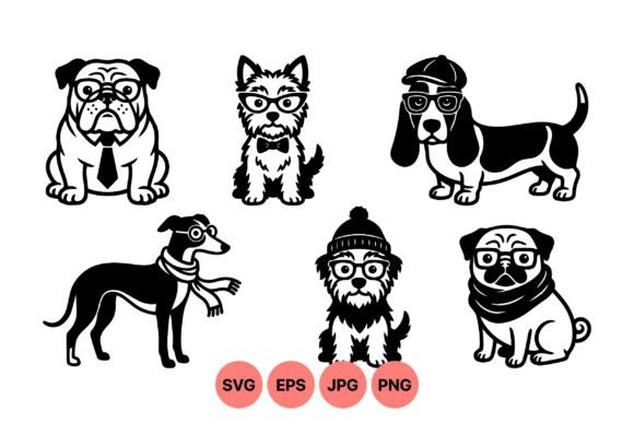 Cute Hipster Dog Silhouette Clipart