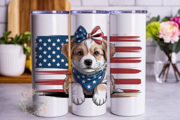 Cute Patriotic Dog 20oz Tumbler Design