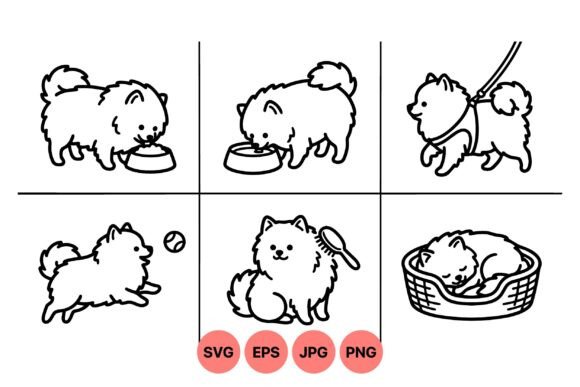 Cute Pomeranian Dog Clipart Set