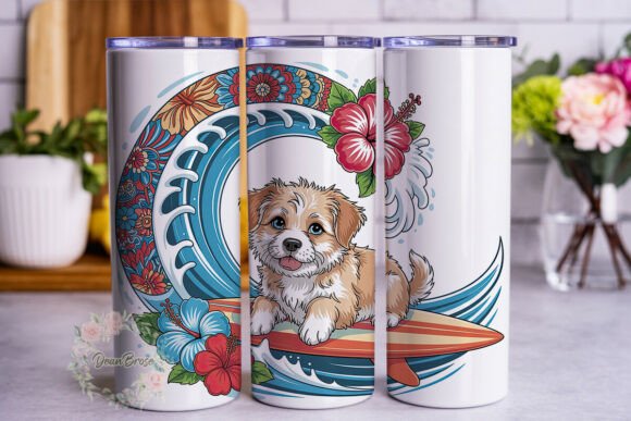 Dog Surfing Mandala Wave 20oz Tumbler Wr