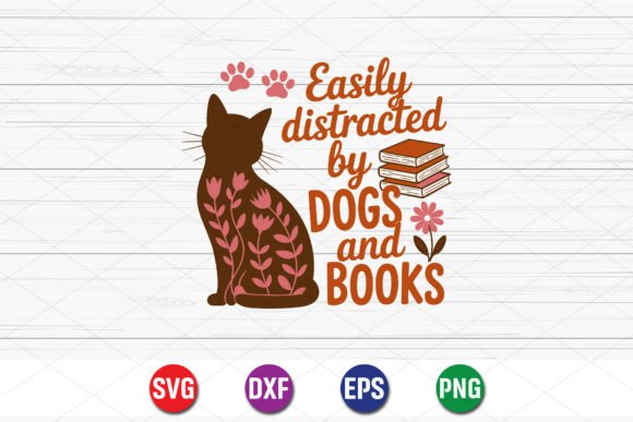 Easily Distracted by Dogs Books SVG