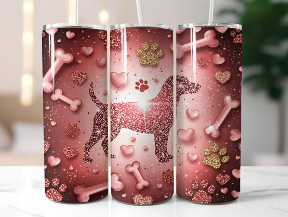 Glitter Dog Paw Heart 20oz Tumbler Wrap