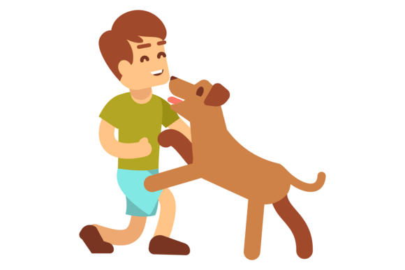Happy Boy with Playful Dog