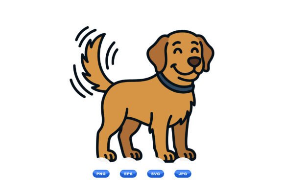 Happy Wagging Dog Illustration