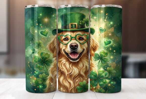 Lucky Shamrock Dog 20oz Tumbler Wrap