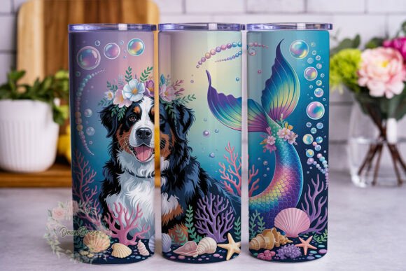 Mermaid Dog Underwater Scene 20oz Tumble