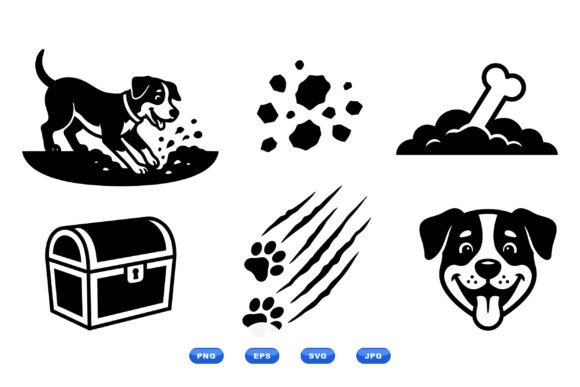 Playful Dog Paw Clipart Set