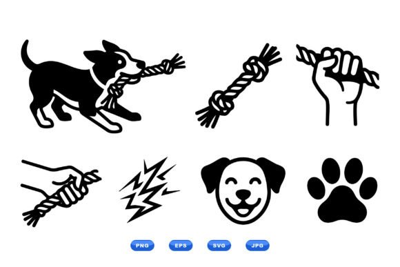 Playful Dog Rope Icons