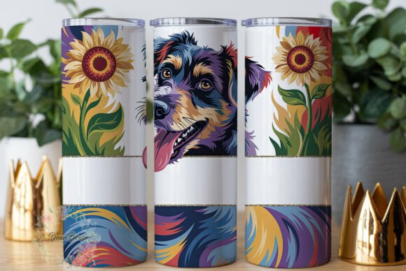 Vibrant Dog Sunflower 20oz Tumbler Wrap
