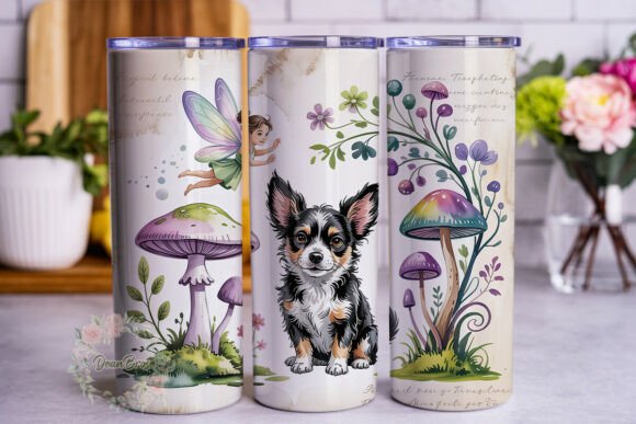 Whimsical Fairy Dog 20oz Tumbler Wrap